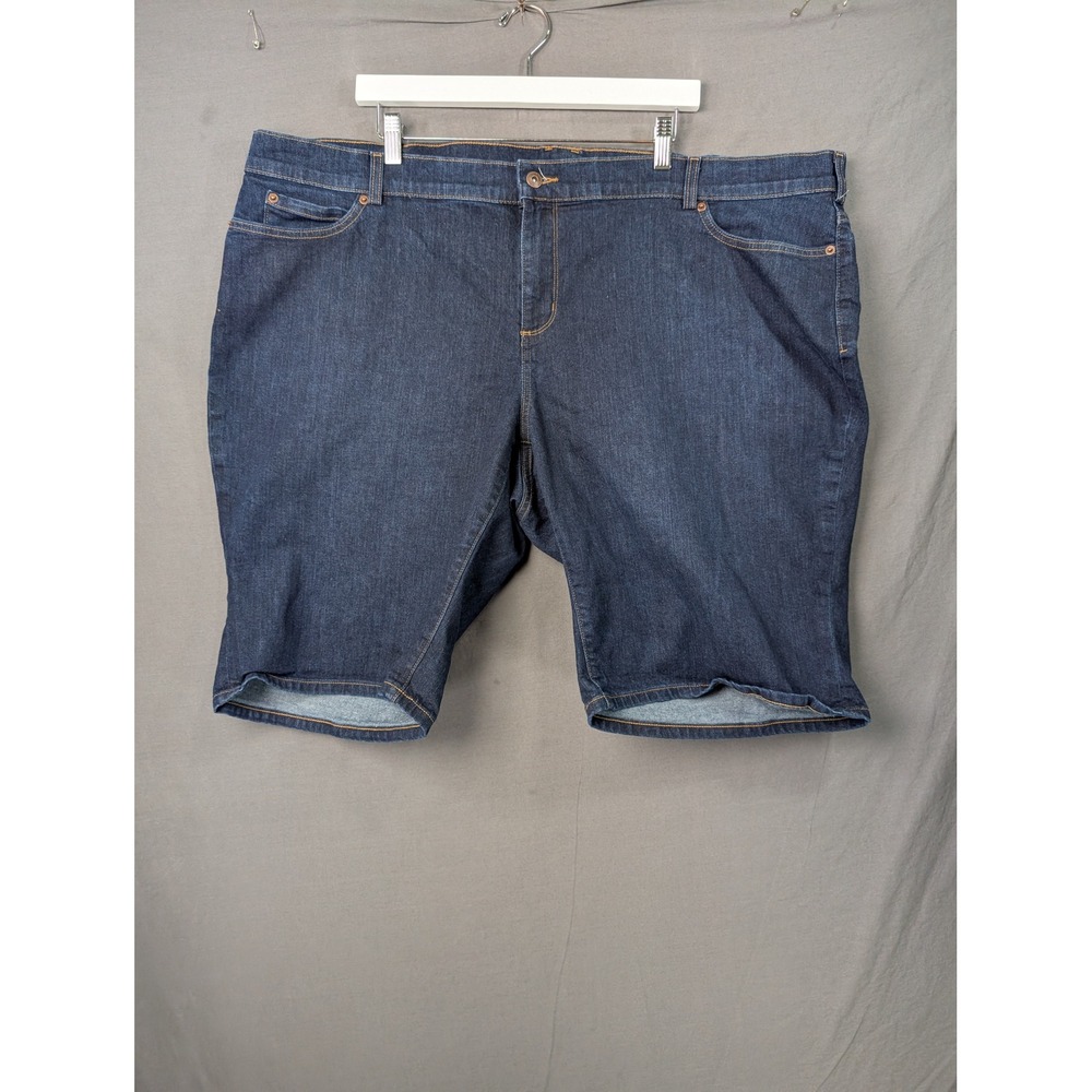 Duluth Trading Co Womens 26W Dark Wash Denim Shorts 3237-76 Stretch Plus Size